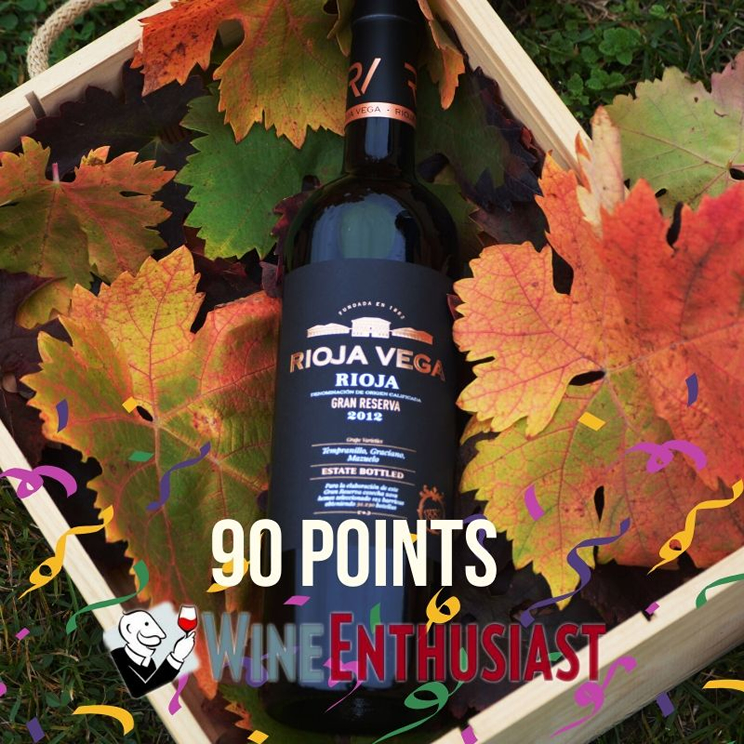 Rioja Vega Gran Reserva 2012 receives 90 points from Wine Enthusiast magazine